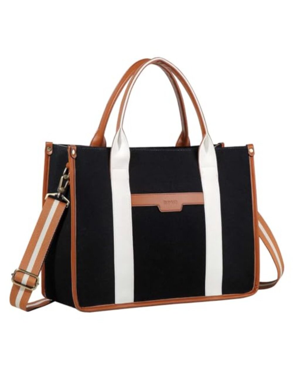 RAVUO Water Resistant Canvas Laptop Tote Bag 15.6 Inch Briefcase with Shoulder